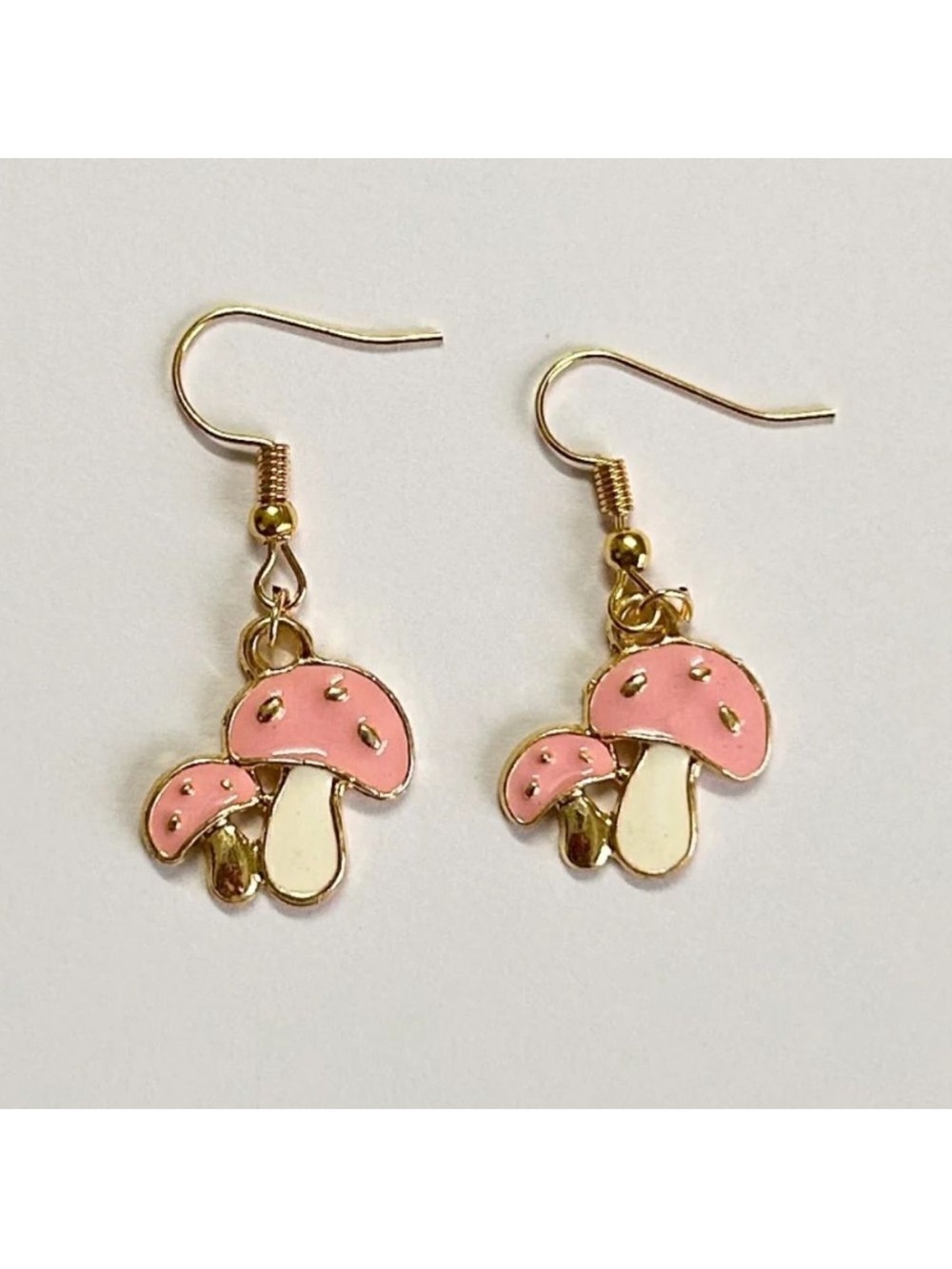 Pink Mushroom Dangle Earrings A154